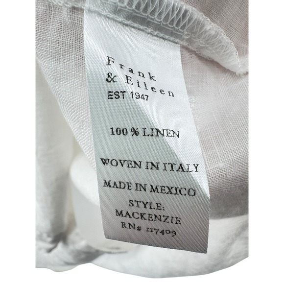 Frank & Eileen MacKenzie Button Up Shirt in White Linen Coastal Boho One Size‎ - Picture 8 of 10